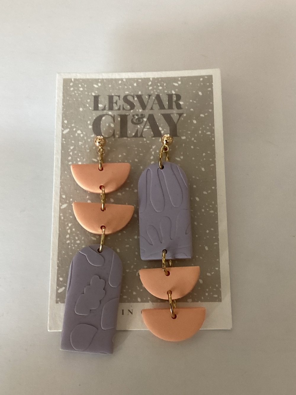Lavender and Peach Asymmetrical Drop Earrings
